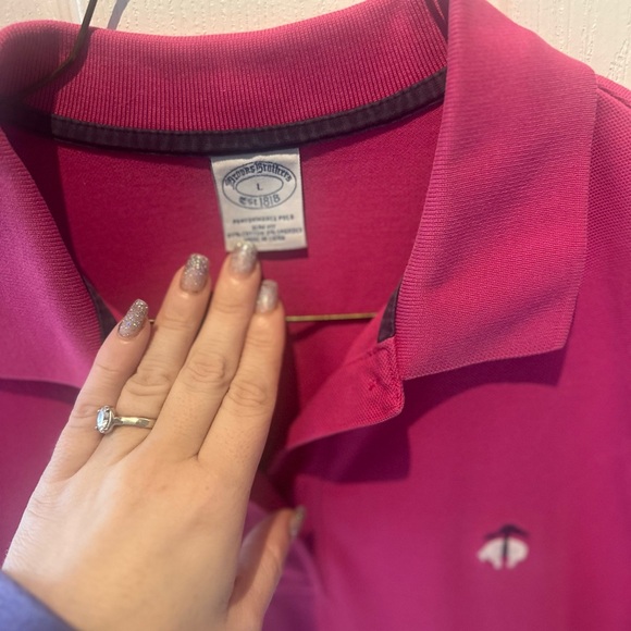 Brooks Brothers Shirt Womens LG 1818 Pink Polo Short Sleeve Collared Solid Logo - Picture 3 of 6